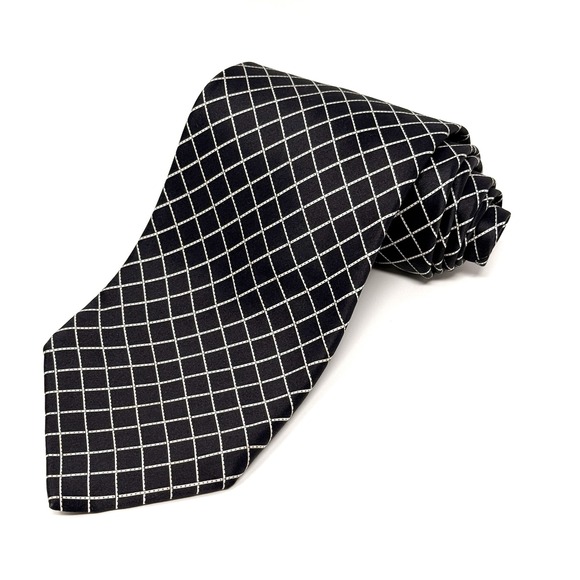 Stefano Ricci Black White Grid Pattern Silk Luxury Tie 3.75" x 61" Made in Italy - Picture 6 of 6